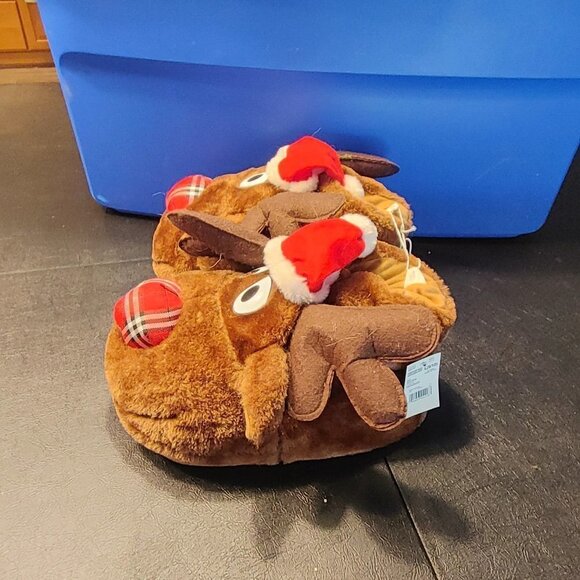 Rudy Reindeer Womens Slippers Sz M 7 8 Christmas Holiday Santa Festive Plush - Picture 5 of 6